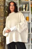 Big Softie Funnel Grunge Knit Ecru
